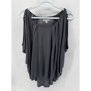 American Eagle Outfitters Gray Cold Shoulder Dolman Blouse Top M